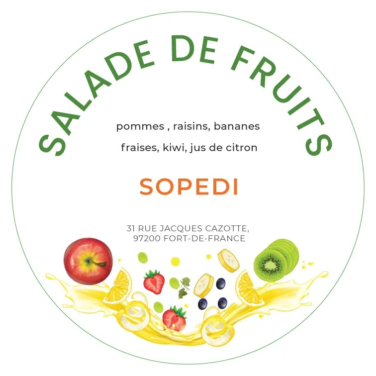 Sopedi · Salade de fruits – étiquette produit réalisée pour un client par FennGraphic