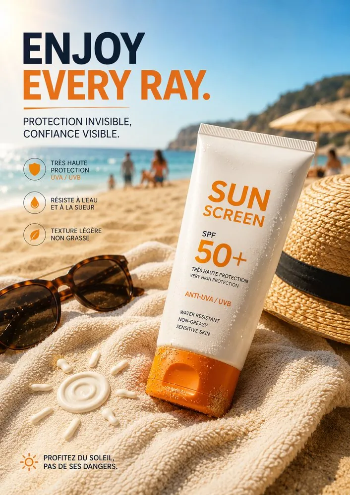 Sunscreen · Enjoy every ray – affiche publicitaire (concept) par FennGraphic